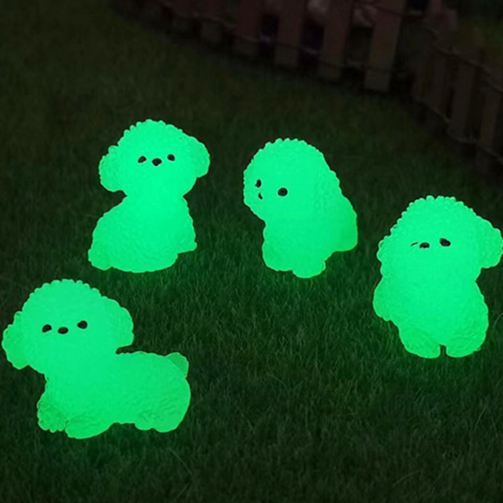 12 Pcs Glow In The Dark Mini Dogs Resin Puppy Statue Night Light Decor Mini Garden naments Home Decor Squeeze Toys Stress Relief