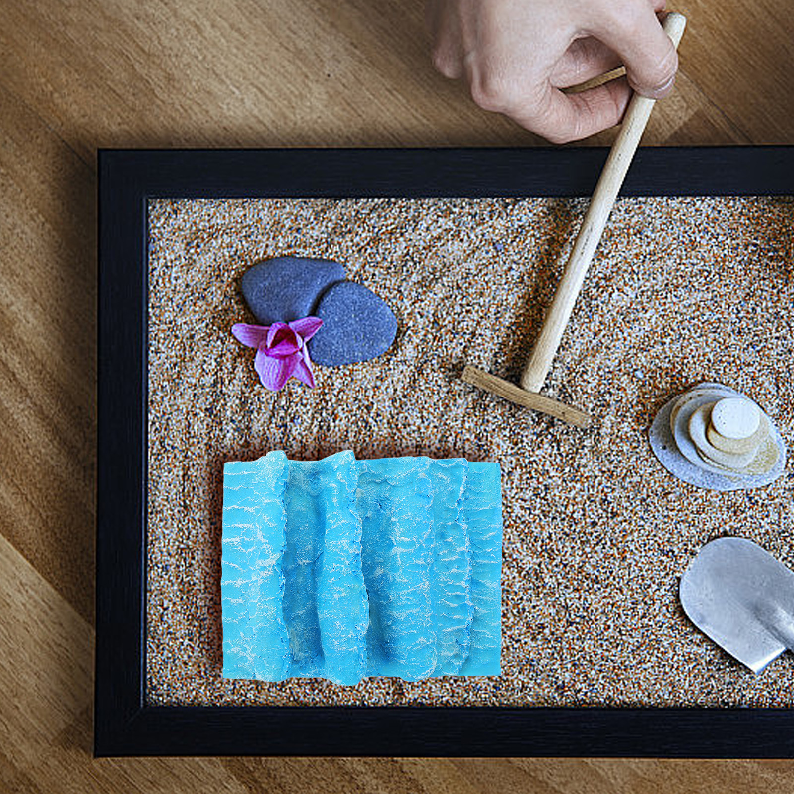 Exquisite Resin Ocean Wave Lifelike Sand Table Decoration Stand Desktop Wave Ornament Micro Landscape Seaside Stress Relief