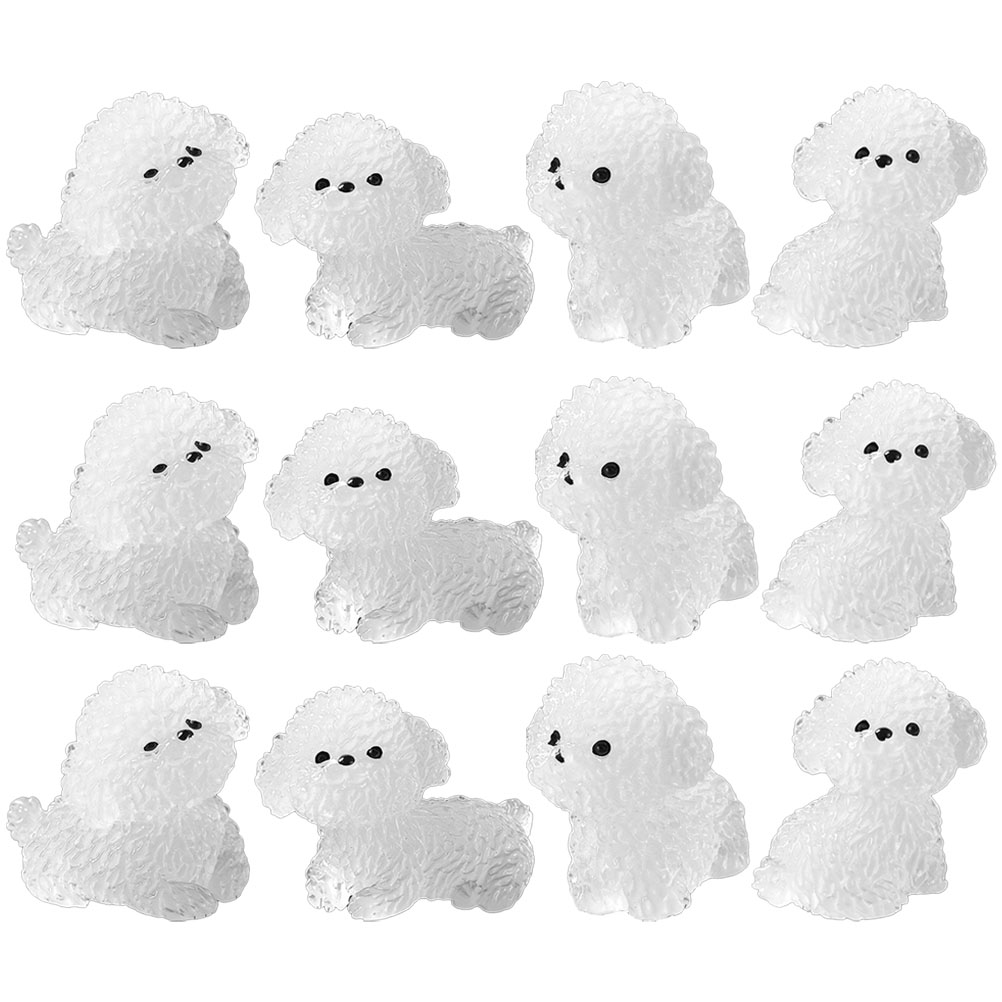 12 Pcs Small Glow-in-the-dark Puppy Ornaments Toy Animals Figures Mini Dog Figurines Miniature Child Garden