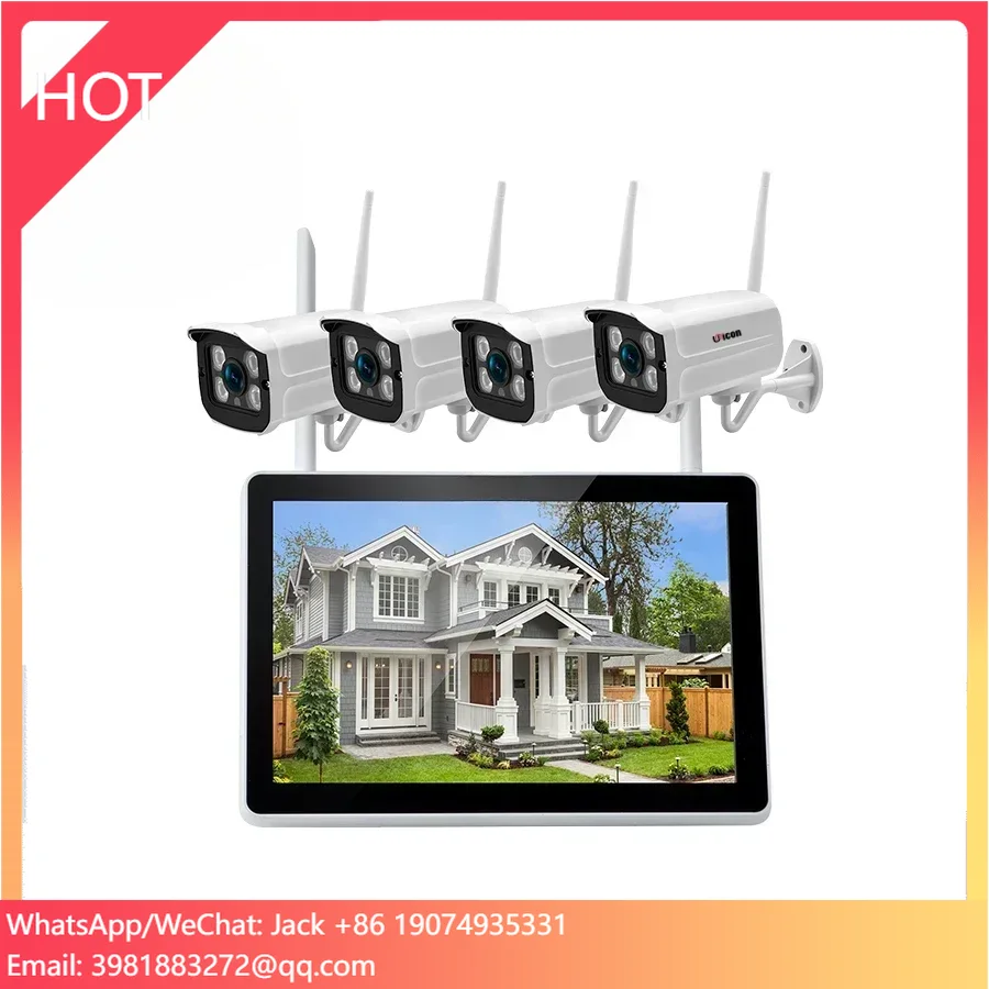 4CH H.265 Tuya App 2MP Audio Video Surveillance Wireless NVR Kit with Security Camera System