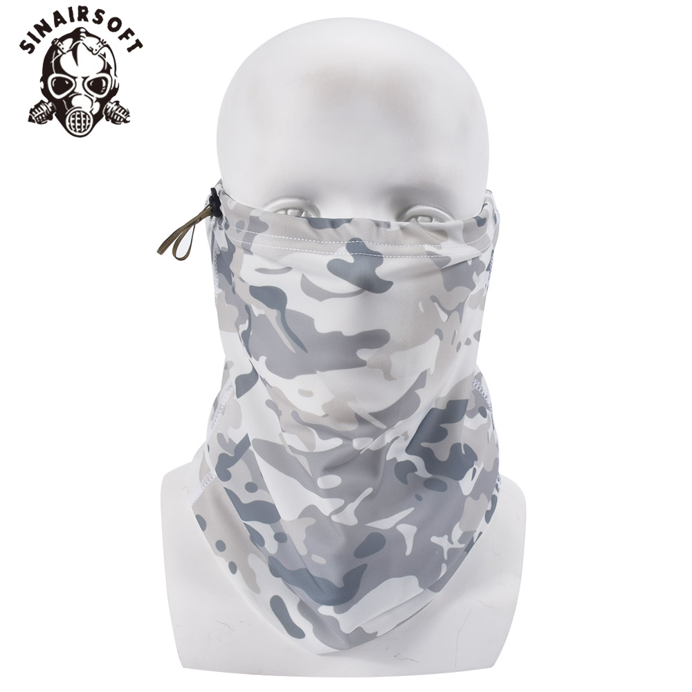 Paintball Games Airsoft Tactical Half Face Mask Camouflage Print Sport Hood Multifunction Breathable Headband Multi-camo
