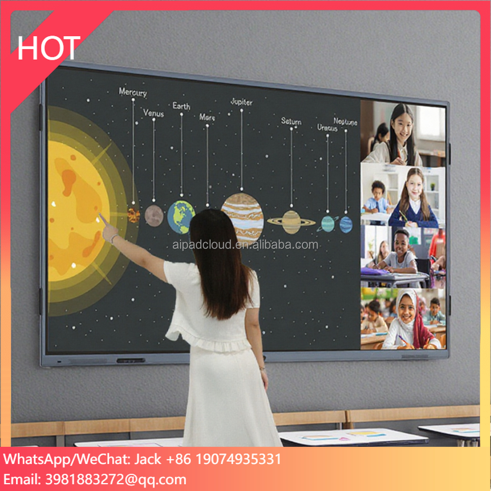 Premium 4K 55 6575 86 Touch Screen No Glare Display 20 Point Ai Camera Projector Interactive Whiteboard Smart Board For Teaching