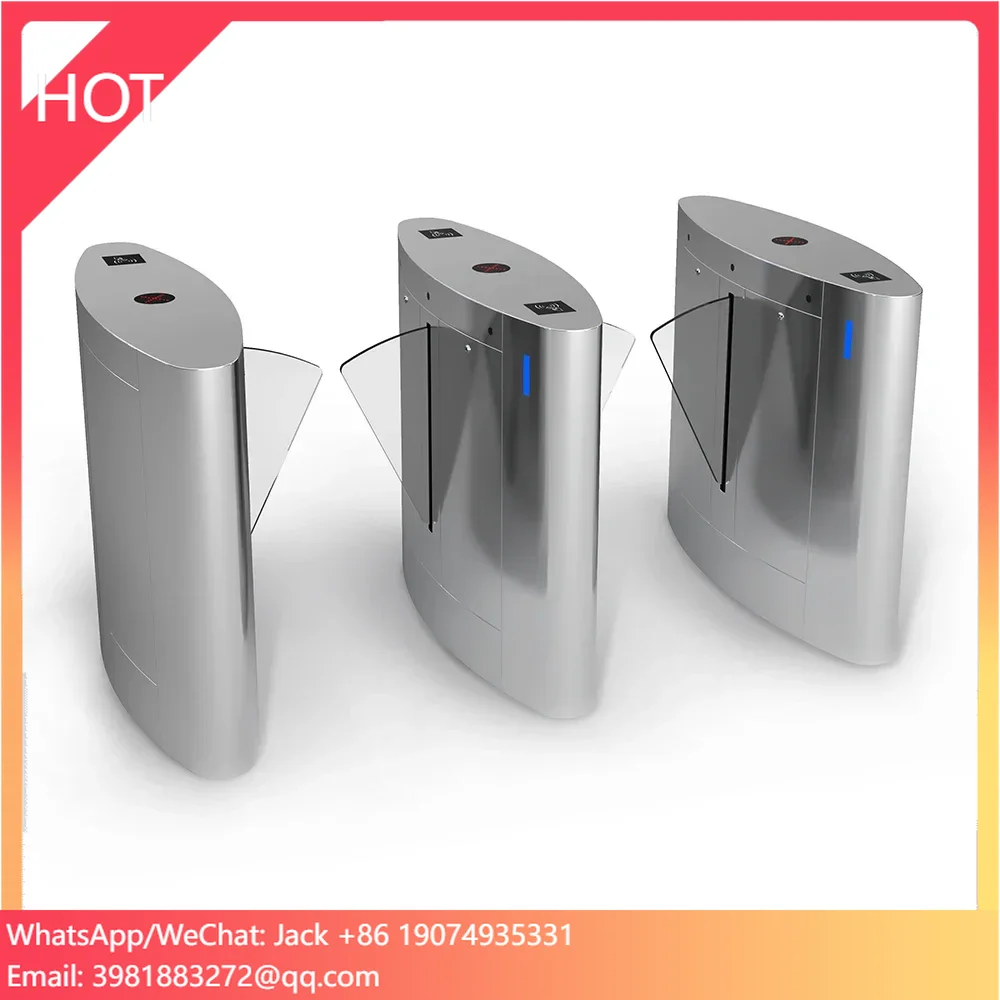 Dual Authentication Flap Barrier Turnstile Gate With Card And Facial Recognition For Gyms