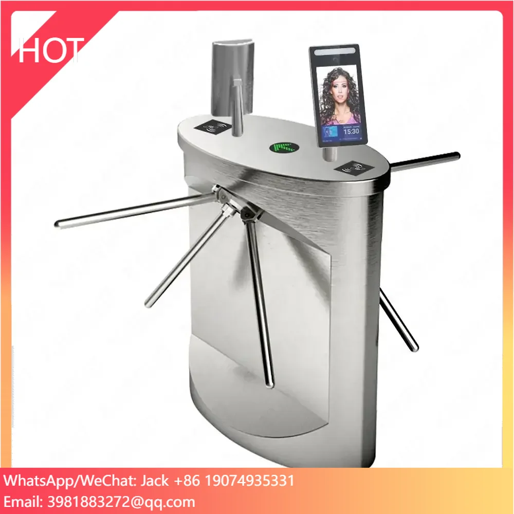 Turnstile Gate Public Fee Area Entry With Face Recognition RFID QR Barcode Bracelet Access Control Dual Channel Tripod Turnstile