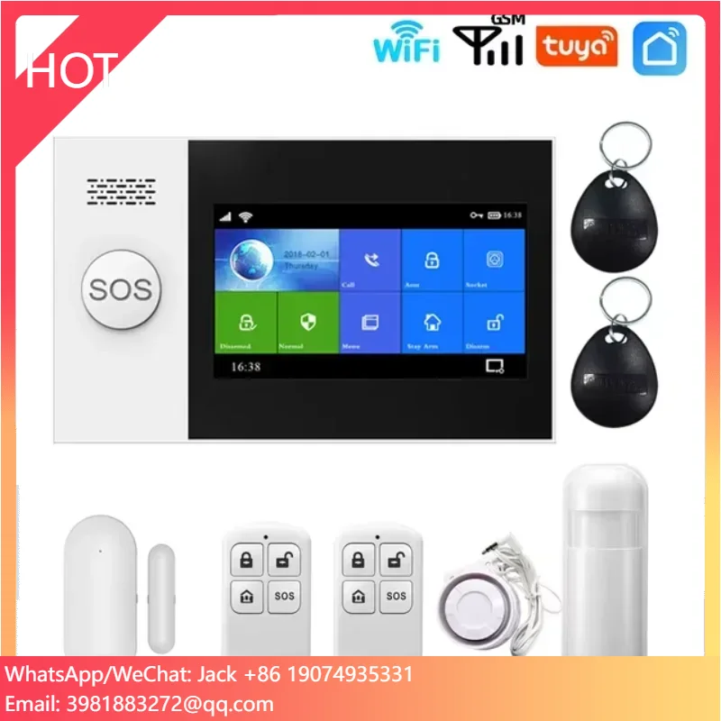 Wireless Tuya Smart Home Wifi GSM Simply Safe Alarm System for Home Business SMS APP Control Burglar Alarm DIY Kit PG107