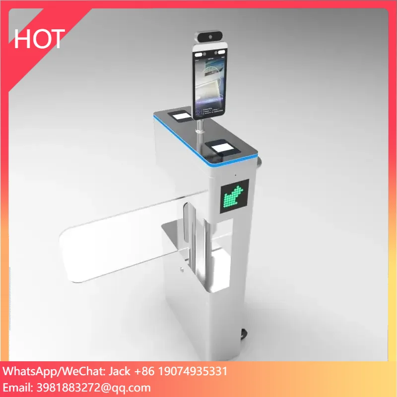 Access control turnstile swing barrier facial recognitionQR code  RFID access control system swing barrier