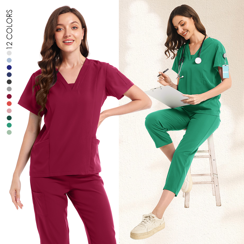 Surgical V-neck shirt, casual long pants, medical care, beauty clothing, nurse uniform set, doctor, dentist clinic work clothes