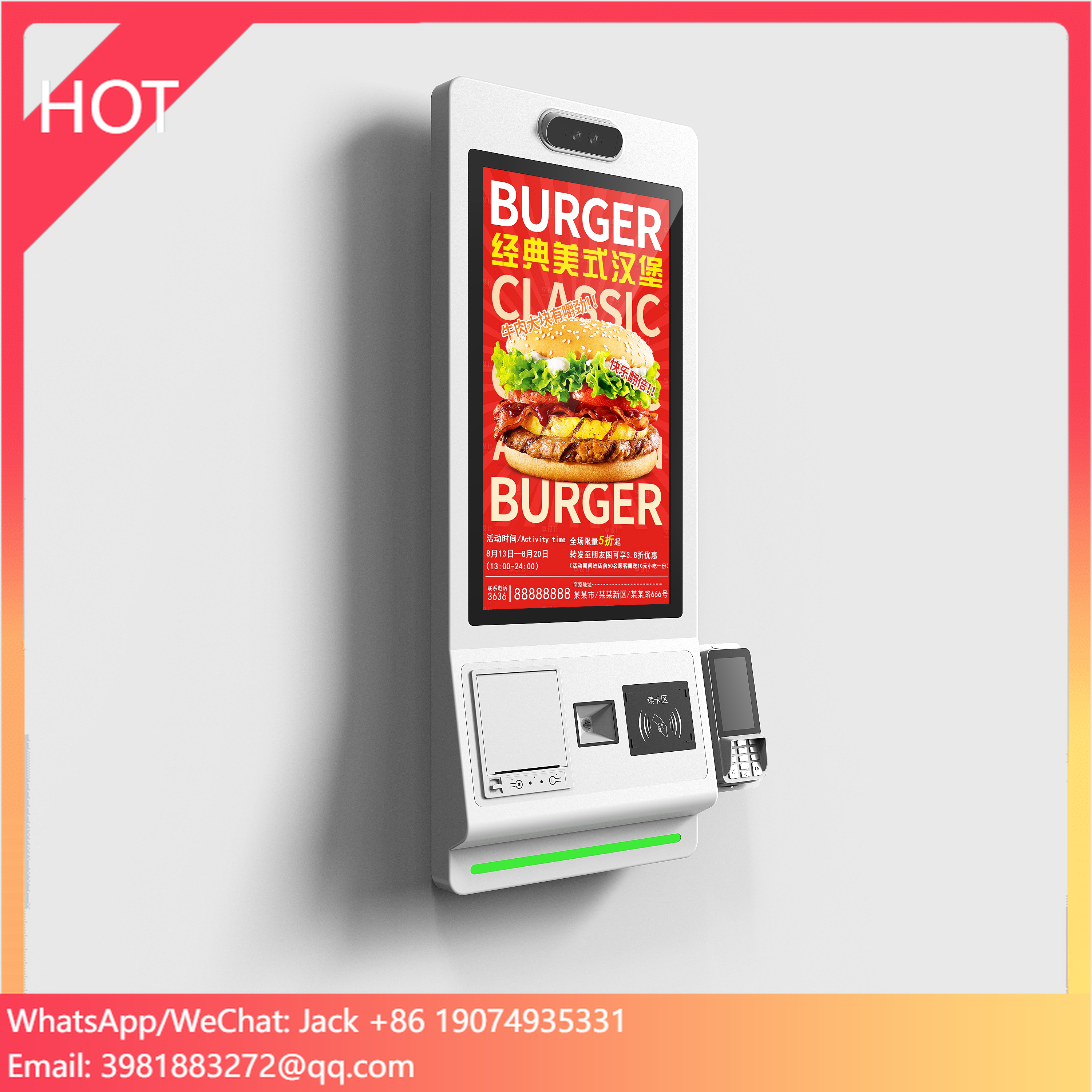 VETO 18.5 21.5 24 27 32 Inch Touchscreen Payment Terminal Kiosk QR Code Scanner 80mm Printer For Retail High Visibility Kiosk