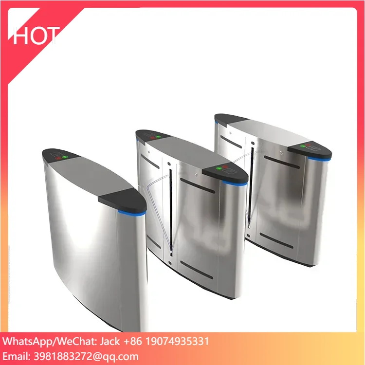 Pedestrian Access Control Turnstile Flap Barrier Gate High Integrated with Fingerprint Face Recognition System