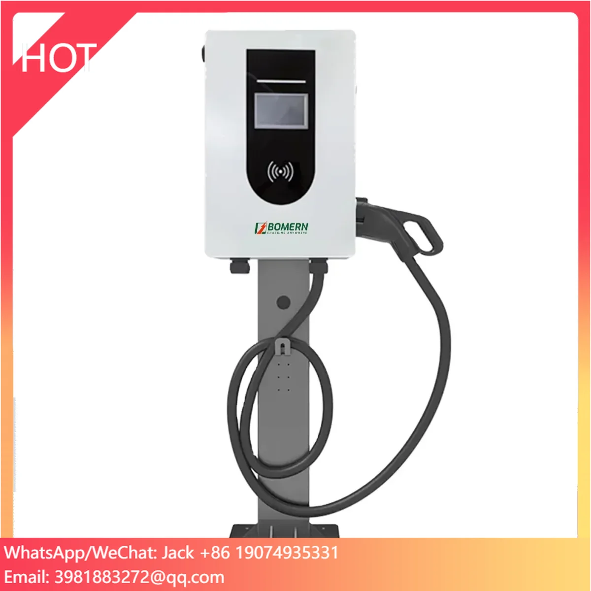 15kw IP54 Wall-mounted DC Charger Single Plug Charging Station With 4.3 Inch Screen CCS1/CCS2/GBT/CHADEMO