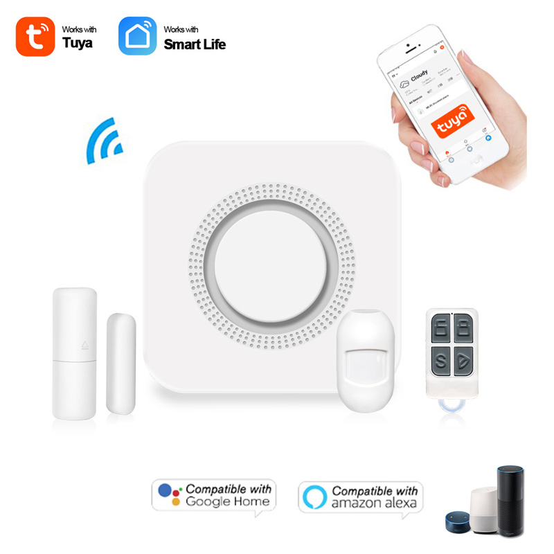 Tuya WiFi Audible and Visual Alarm APP Control Wireless PIR Motion Sensor Timing Arm/Disarm Smart Home Full Guard