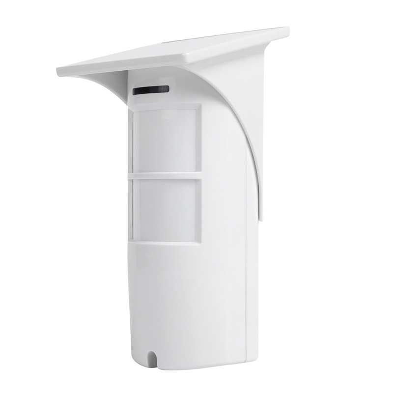 Outdoor Wireless Dual PIR Motion Sensor with Rain Cover 12M 108 Degrees Wide Angle Detecting Range Pet Immune 20KG for Security