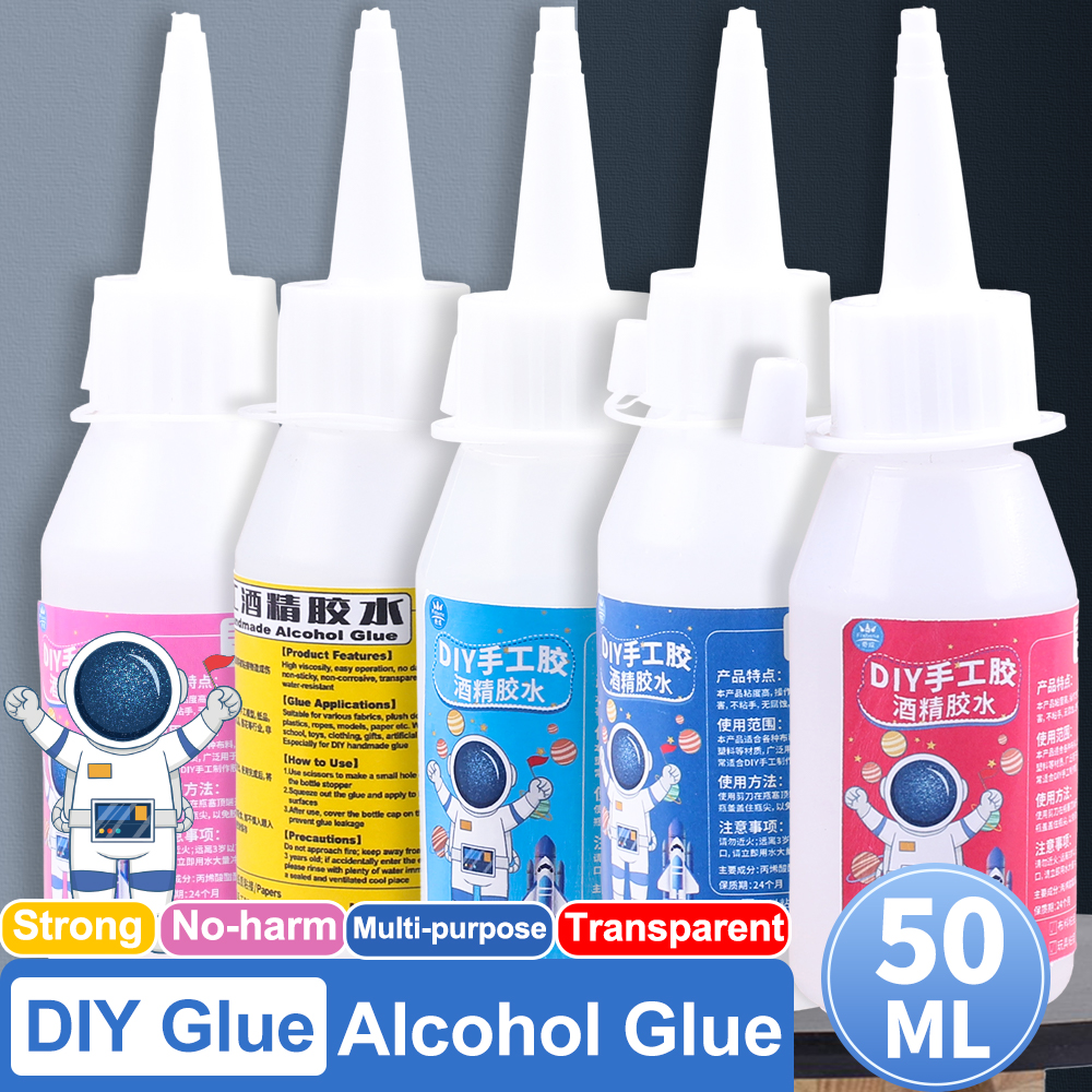50ml Clear Alcohol Glue Crafting Liquid Contact Adhesive DIY Wood Scrapbooking Paper Plastics Leather Home Kindergarten School