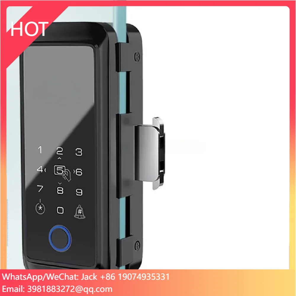 Security Smart Fingerprint Glass Sliding Door Lock with App Bluetooth Tuya Smart Lock Glass Door Lock with Remote Control Option