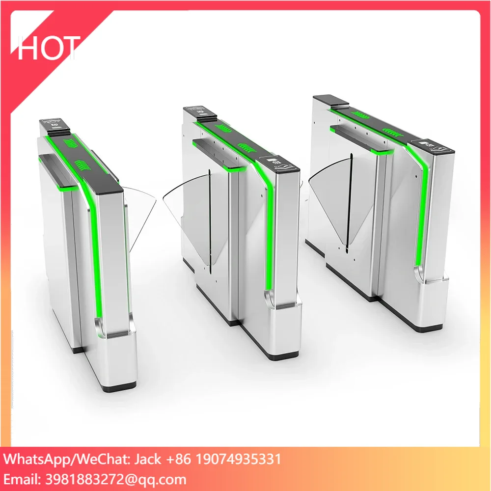 Biometric Flap Barrier Turnstile Gate With Fingerprint And Face Recognition For Government Buildings