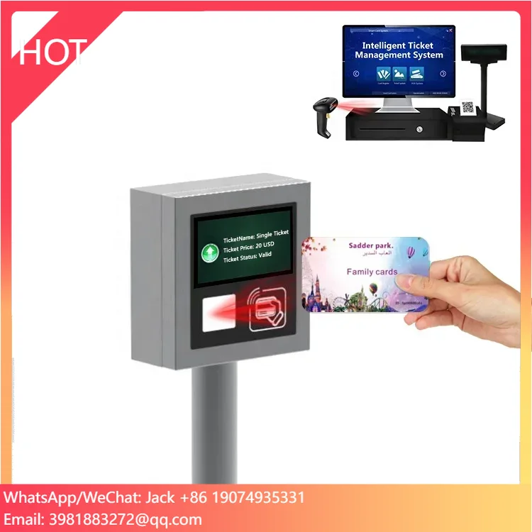 Solution Provider Waterproof Card Reader Qr Code 1D/2D Barcode Reader 7 Inch LCD Display Ticketing Scanner Box for Water Park
