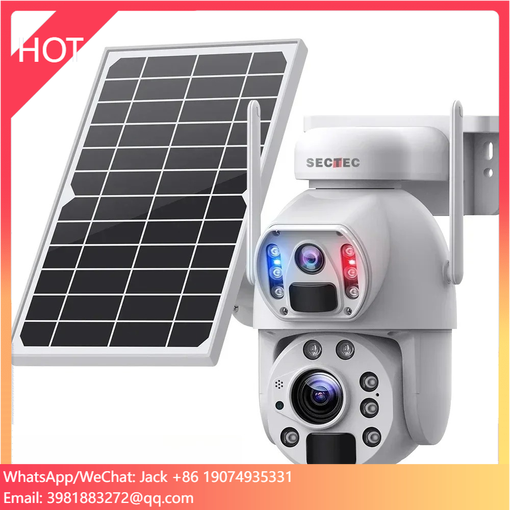 Sectec Mini 20X Zoom 10X Optical Zoom Dual Solar Camera Outdoor Alarm Linkage Dual Lens 4G Sim Card Solar PTZ Camera