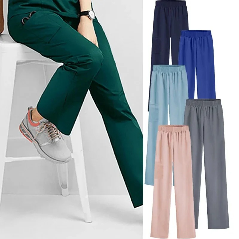 Elastic Nurse Pants Women&#039;s Surgical Gown Pants Summer trousers Black Elastic Waist Large Size Quick-drying Doctor Work Pants