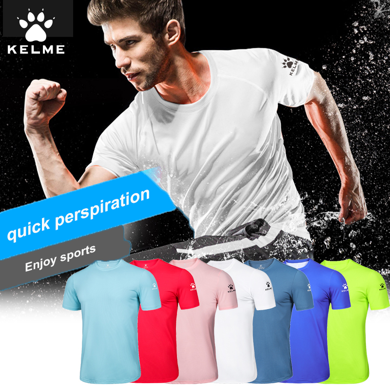 KELME Men's T-shirt Men Soccer Basketball Running Trainning Exercise Gym Quick Dry Fitness Sportswear Breathable T Shirt 871002