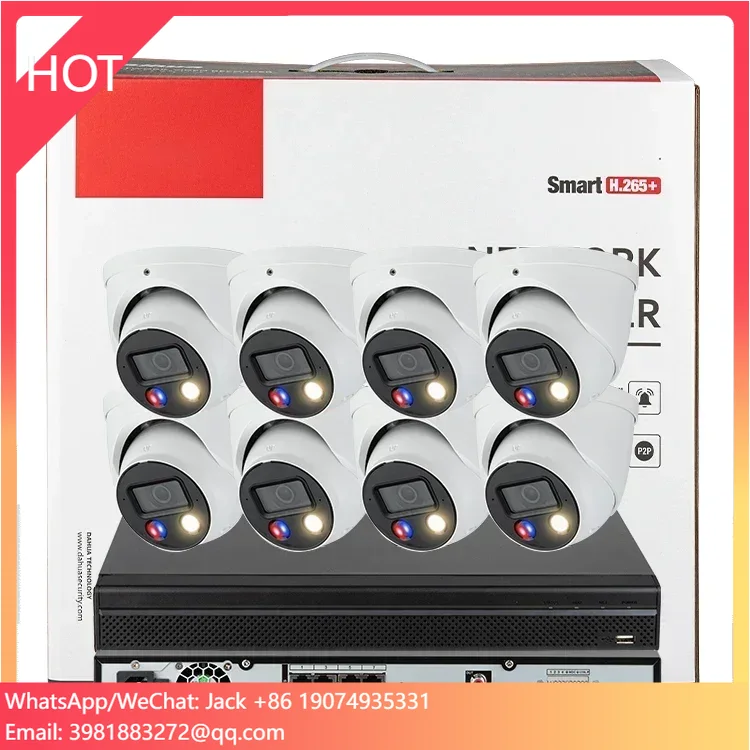DH Outdoor 4K Full Color Wiz Sense 8ch NVR Kit Two Way Audio IP POE Security Camera System