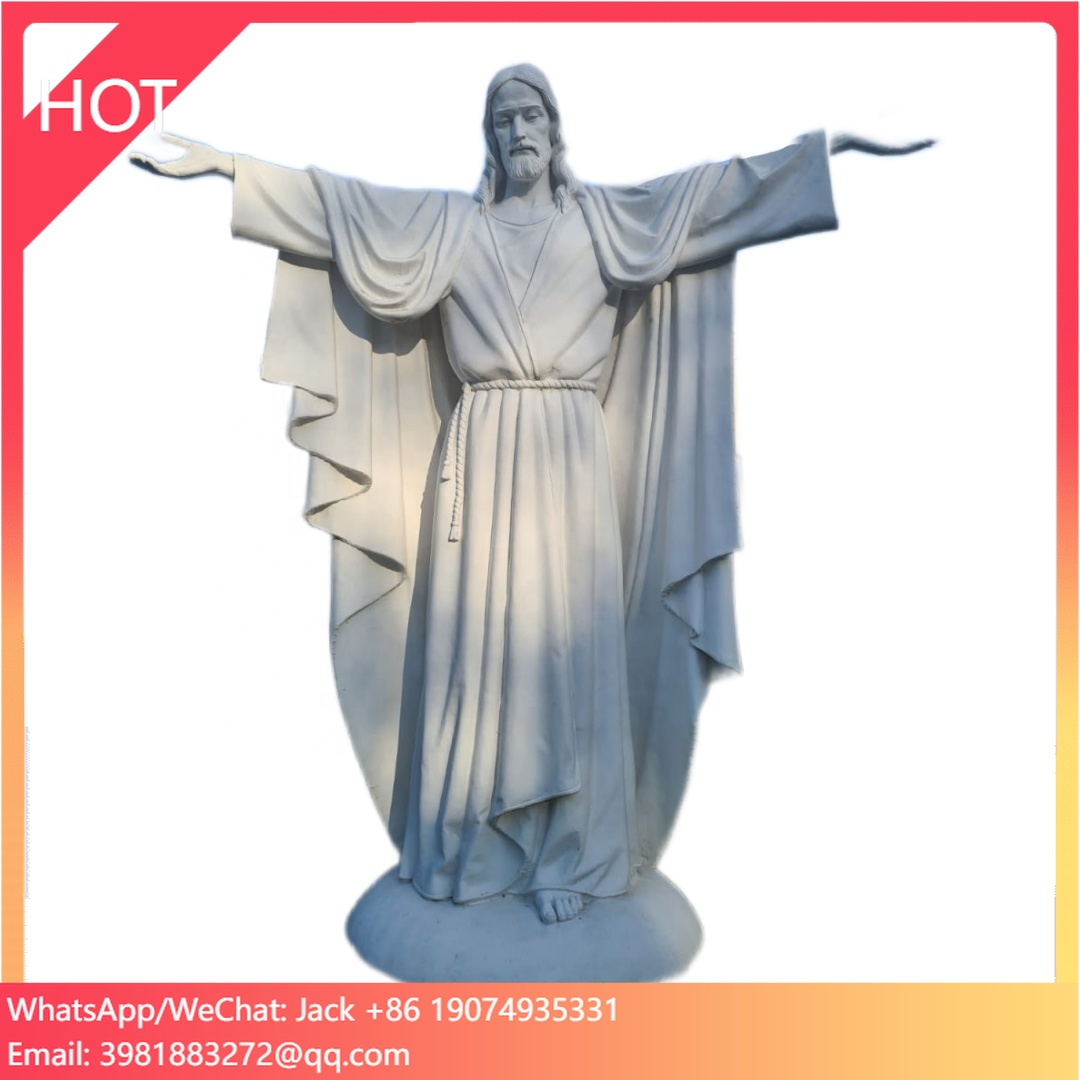 Custom Jesus Statues Marble Carved Religious Christian Statues OEM Figure Sculpture For Church Memorial White Marble Statues
