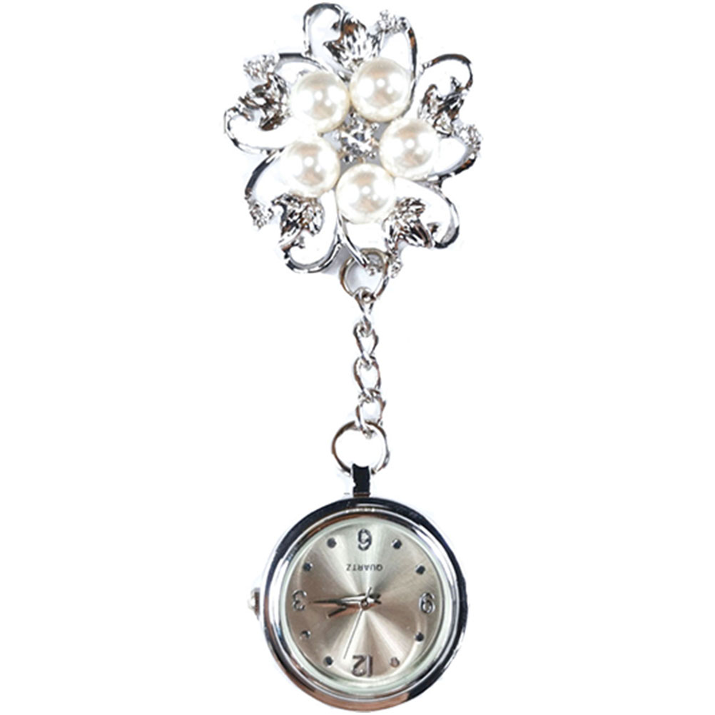Nurse Watch Elegant Pocket Watches for Women Men Clip-on Brooch Daily Use Durable Decorative White Steel Nurse