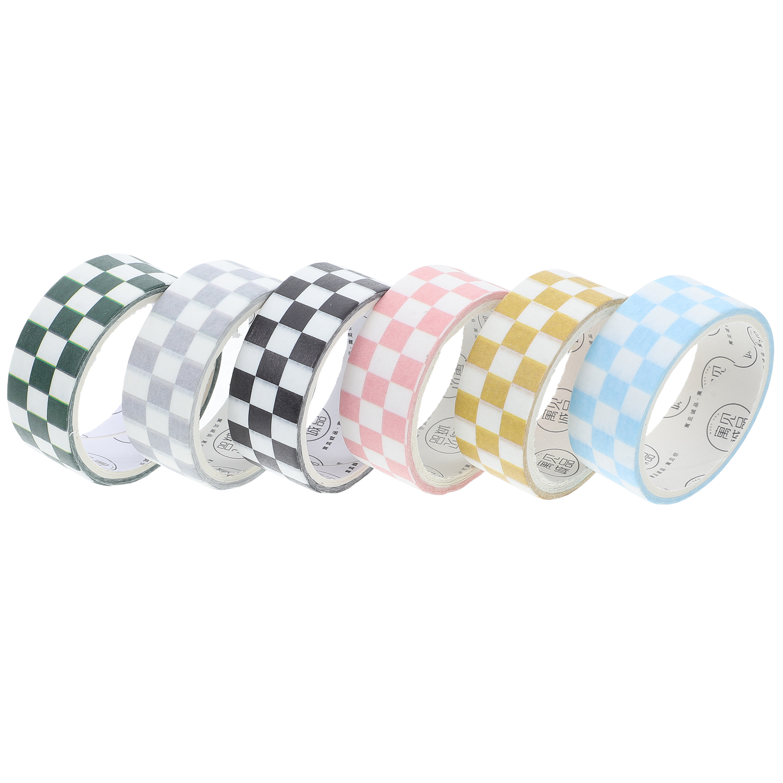 6 Rolls Decorative Paper Tape for Crafts Grid Washi Checkers Travel Scrapbook Whisper Race Car Checkered