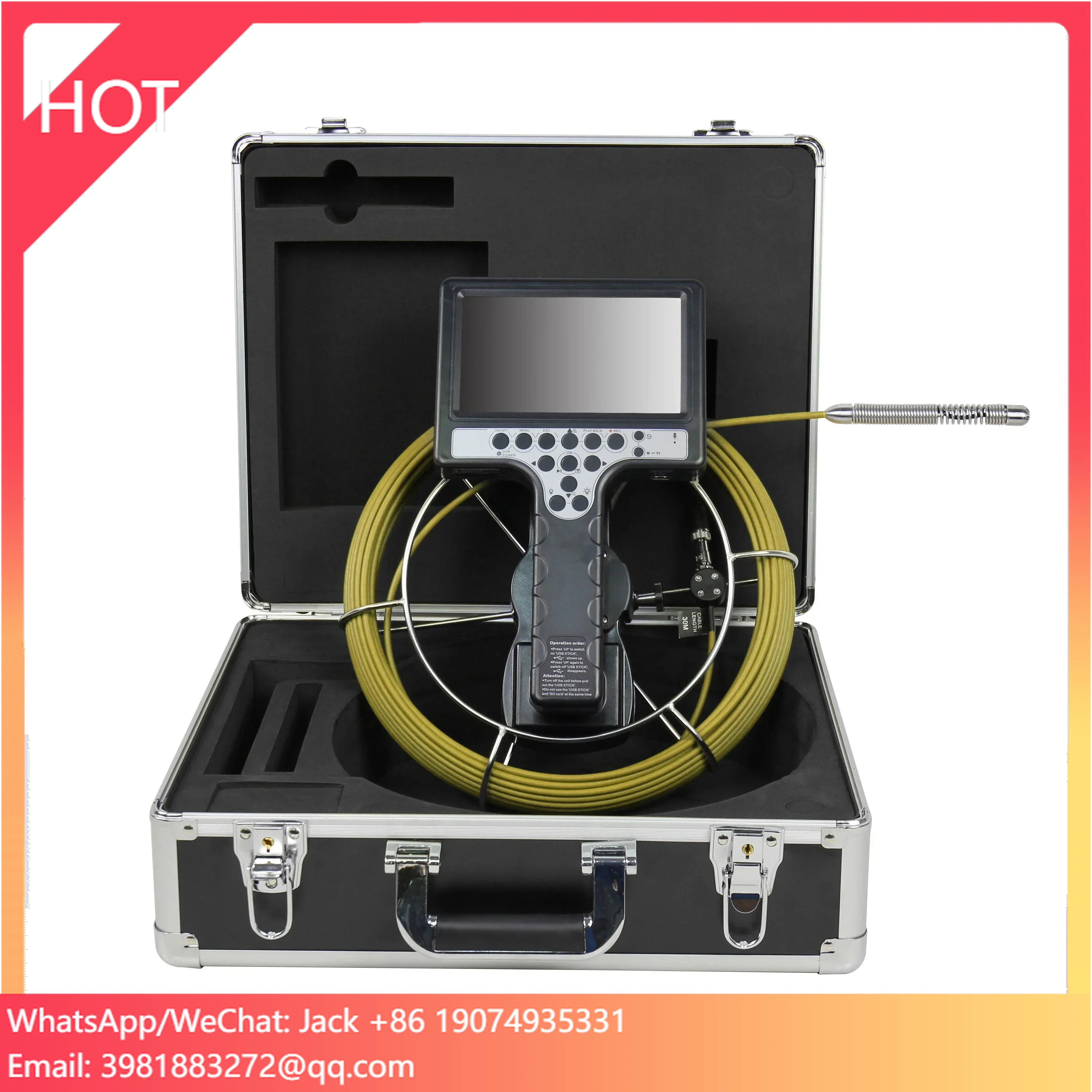 Industrial 14MM Mini Head Endoscope Drain Snake Sewer Pipe Borescope Inspection CCTV Camera for Underwater Pipeline Inspection