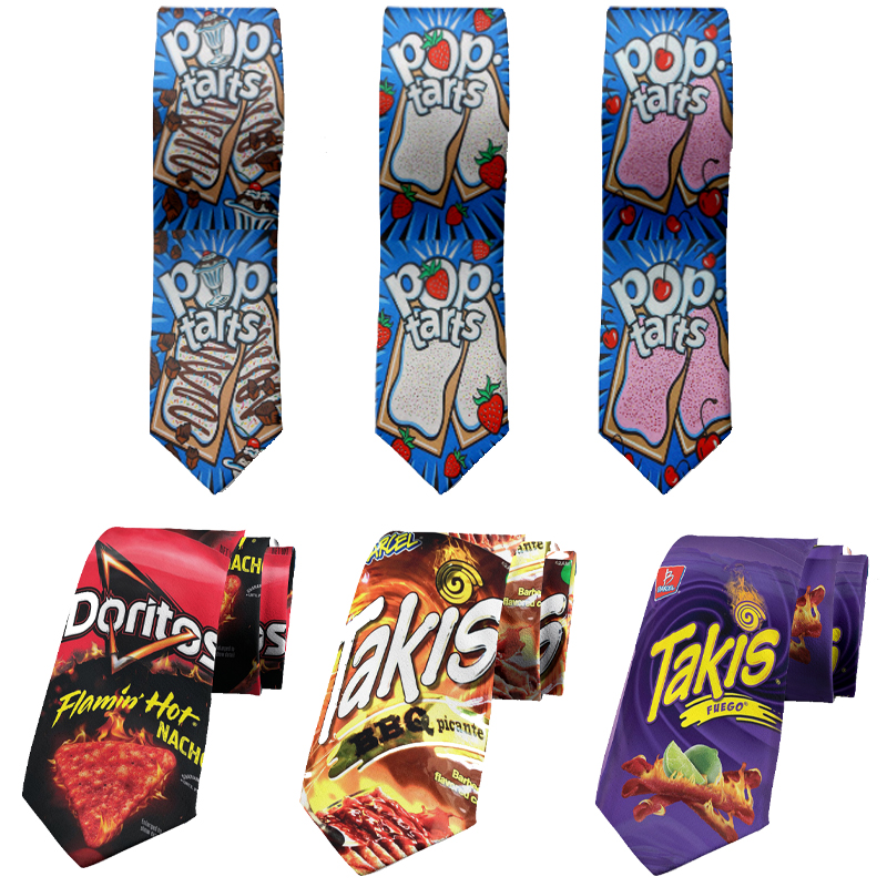 Novelty and interesting food printed tie fashionable potato chips business tie holiday date shirt accessories tie