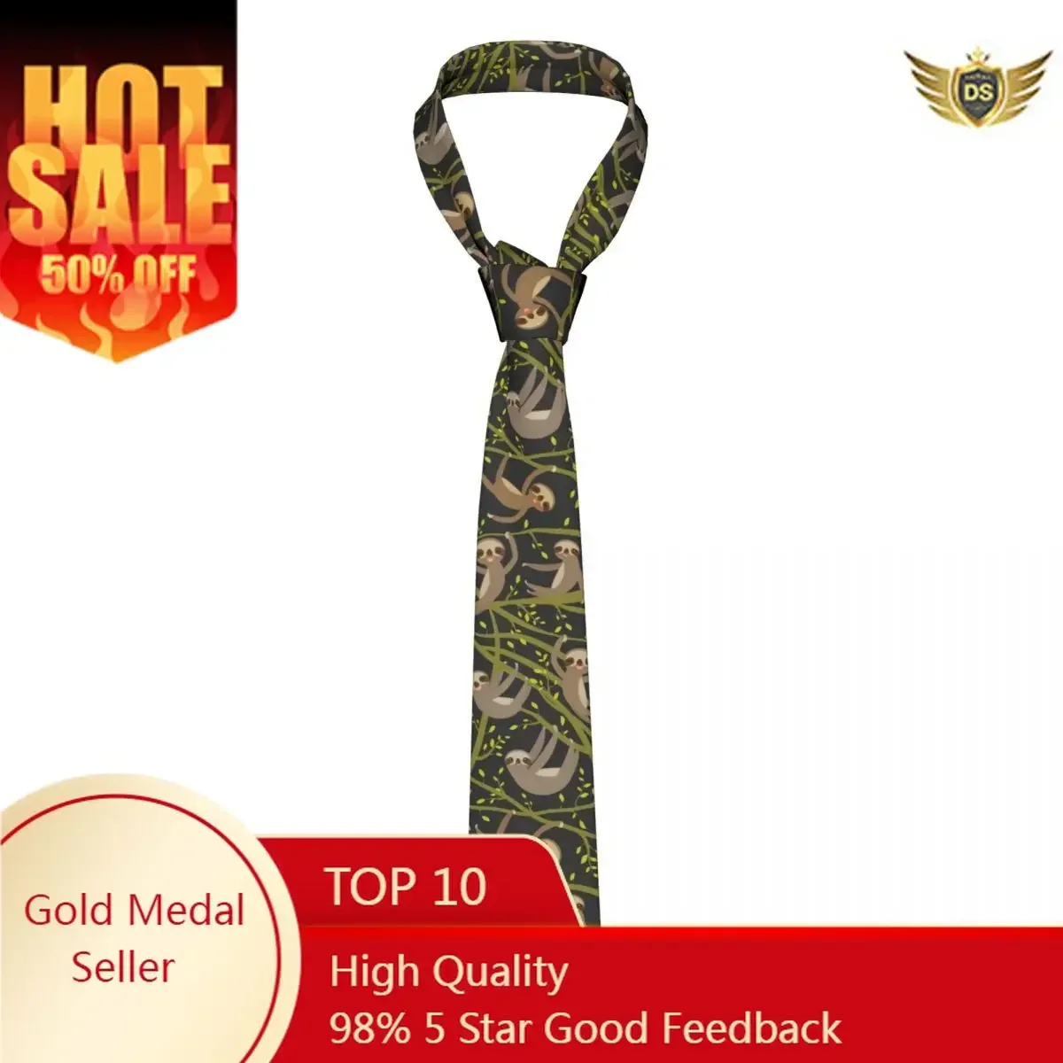 Funny Sloths On Tree Tie For Men Women Necktie Tie Clothing Accessories