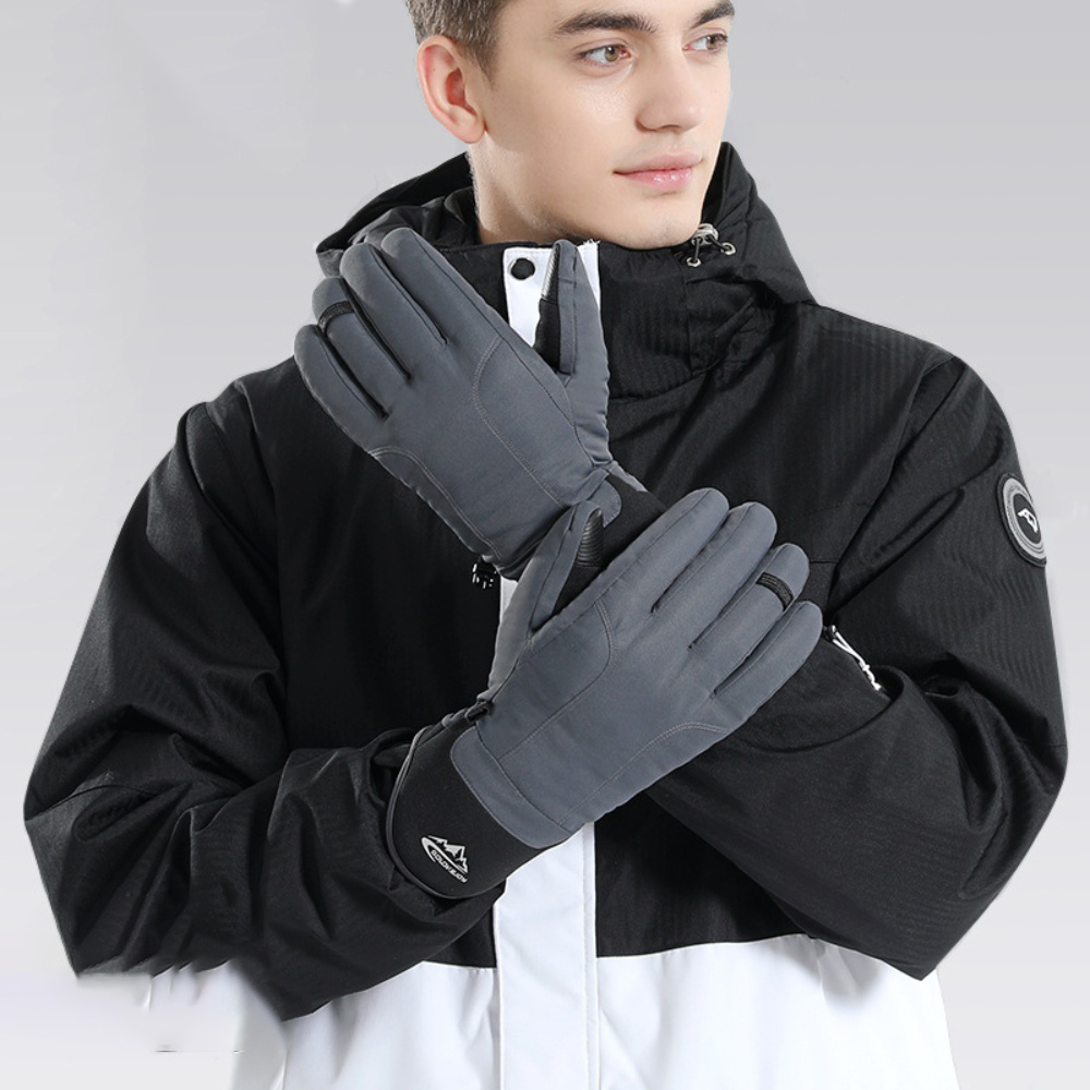Men&#039;s Winter Warm Sports Gloves Bicycle Leather Touchscreen Full Finger Gloves Waterproof Outdoor Cycling Moutainteering Skiing