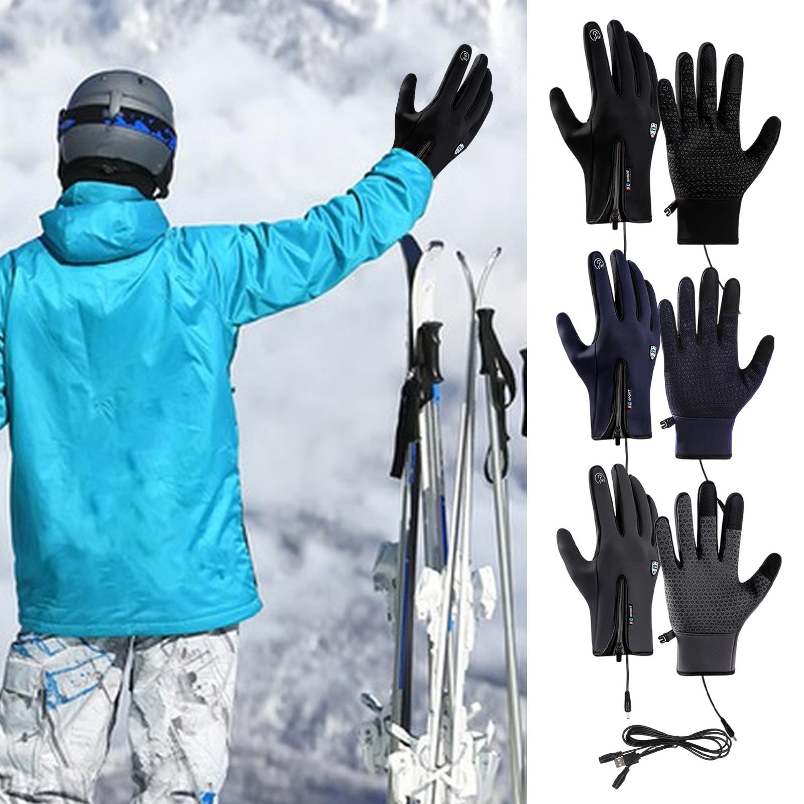 USB Heated Gloves For Women Men, Touchscreen Waterproof Winter Warm Gloves With Adjustable Heating For Ice Skating Cycling Fish