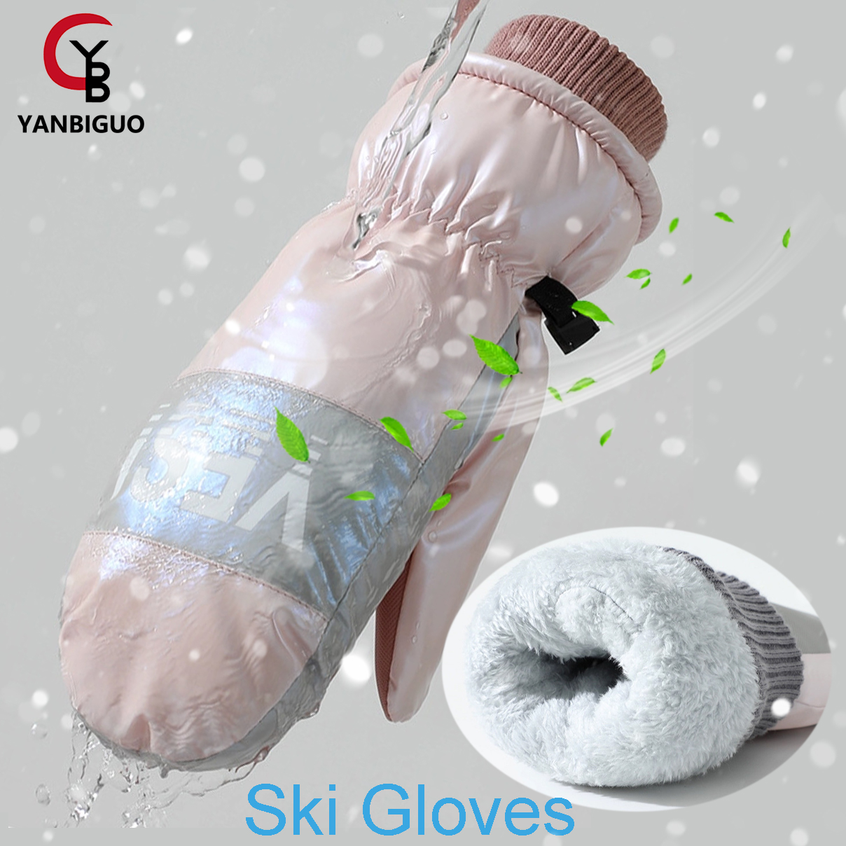 1Pair Ski Gloves Waterproof Winter Warm Snowboard  for Women Thermal Windproof Snow Gloves, Outdoor Sport, Cycling