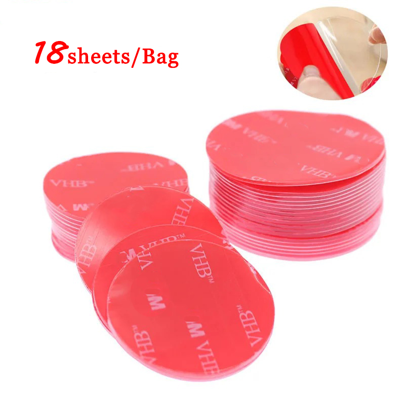 18 Sheets/bag Double Sided Adhesive 4910 VHB Strong Clear Acrylic Foam Adhesive Office Paste Odorless Round Tape 40/50mm