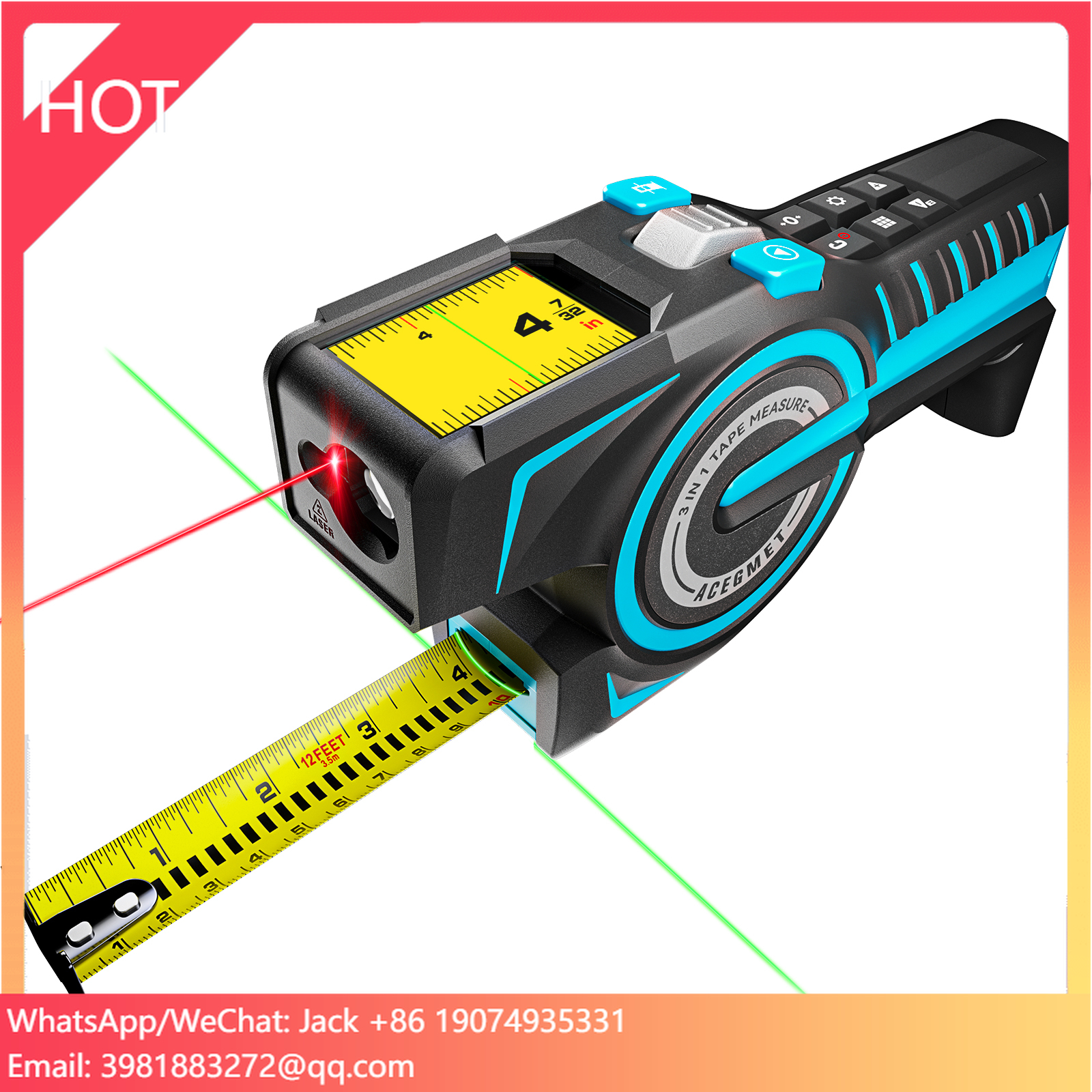 Mileseey DTX10 Laser Tape Distance Meter 3-in-1 Digital Tape Measure With 2.0 Inch IPS Display
