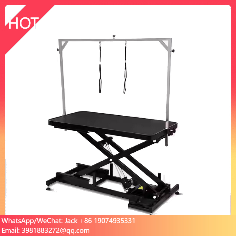 Full Black Height Adjustable Foldable Dog Grooming Electric Table For Dogs With Various Sizes And Security Protection