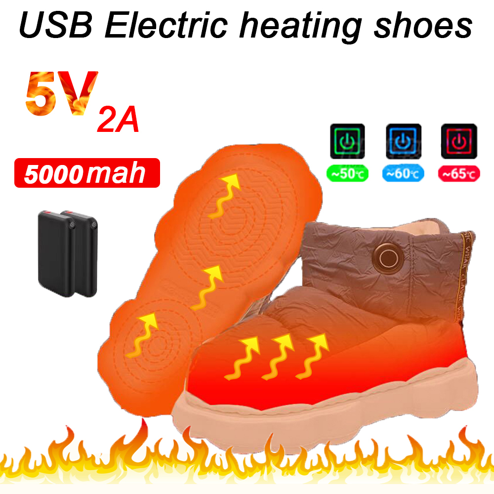 New Winter Heated Shoes 5000mAh Battery Thermal Shoes Men&#039;s Women&#039;s Heating Shoes Electric Shoes Washable Warm Heating Shoes