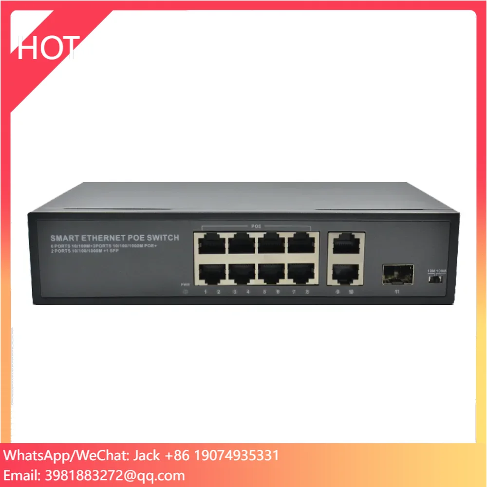 ANXINSHI 8+2+1 Port PoE Switch 10 1SFP Uplink Video Recorder