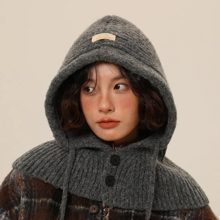 Autumn and Winter Hats Scarf and Hat Integrated Men&#039;s and Women&#039;s Winter Warm Ear Protection Knitted Lei Feng Hat Balaklafa Hat