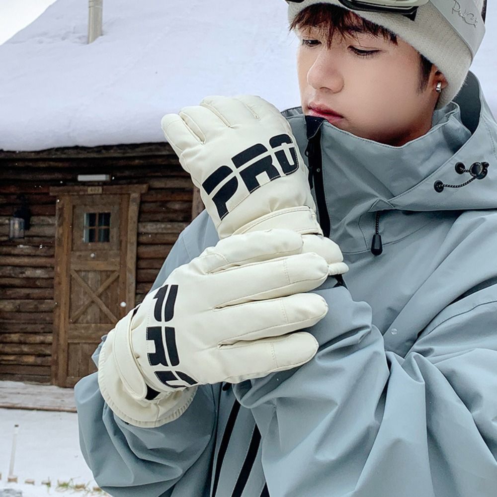 Cycling Equipment Full Finger Skiing Gloves Plush Thick Winter Warm Gloves Windproof Waterproof Motorcycle Gloves Outdoor Sports