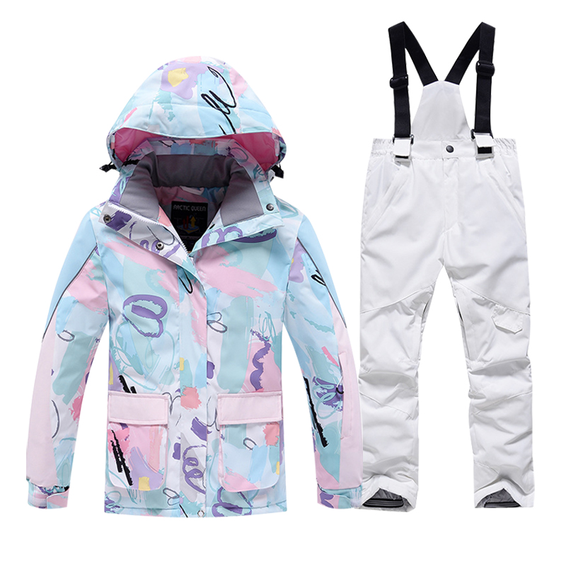 -30 Degree Children Ski Suit Professional Skiing Snowboarding Kids Jacket and Pants Boy&#039;s and Girl&#039;s Snow Suit Warm Waterproof