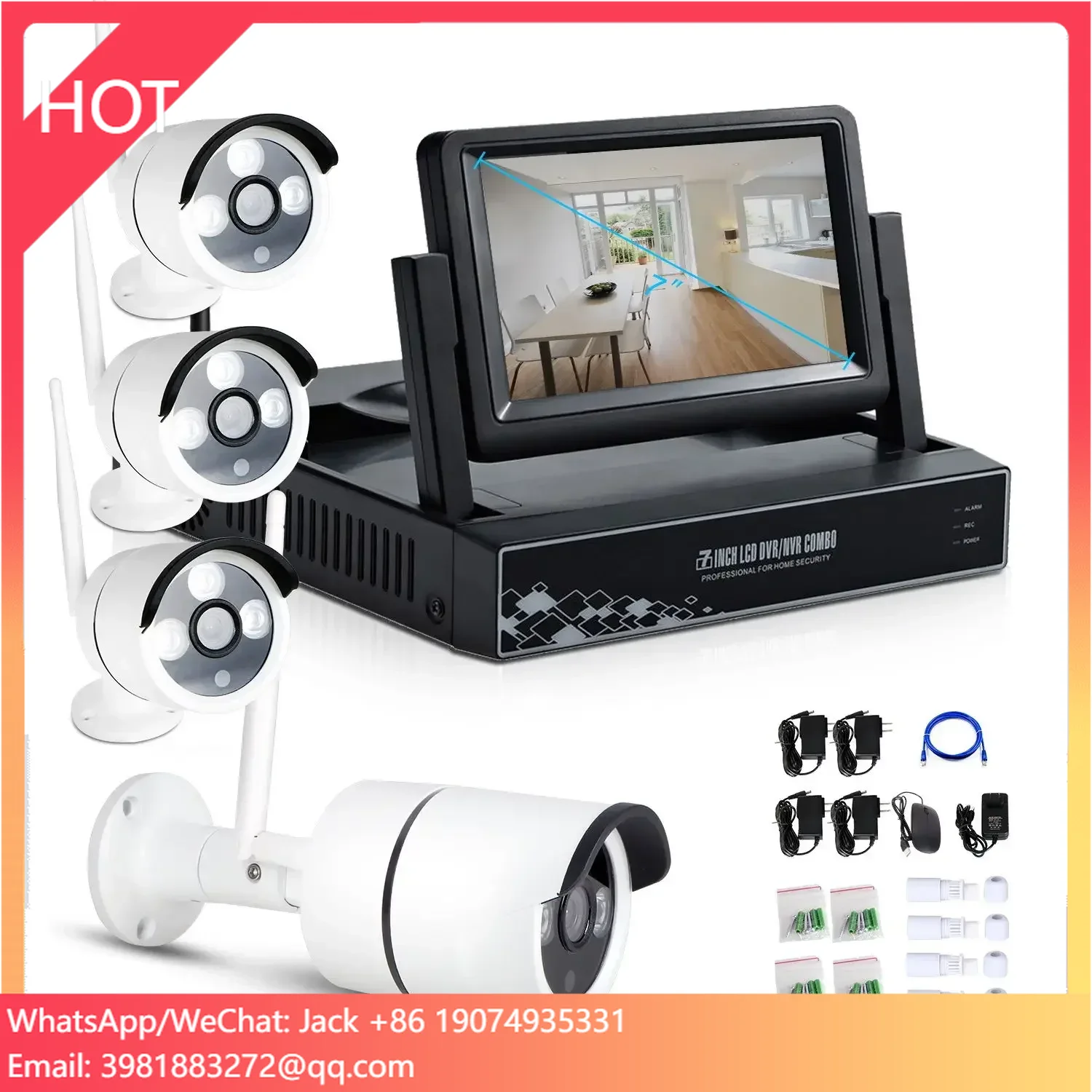 Wireless IP Camera WIFI Security CCTV System 4CH Wireless NVR Surveillance Kit Waterproof / Weatherproof CMOS