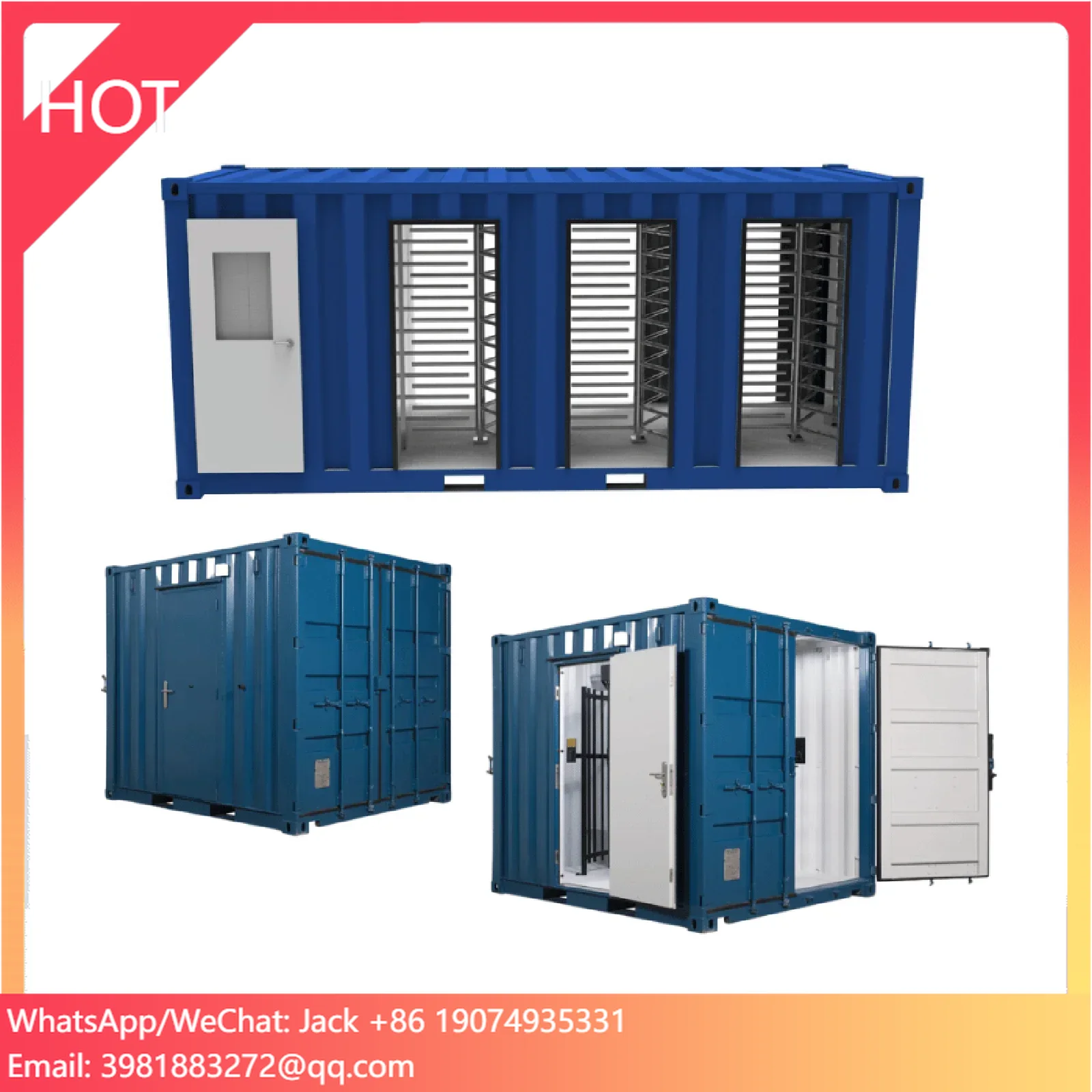 Steel Container Turnstile Gate With Contactless RFID &amp; Biometric Access Control