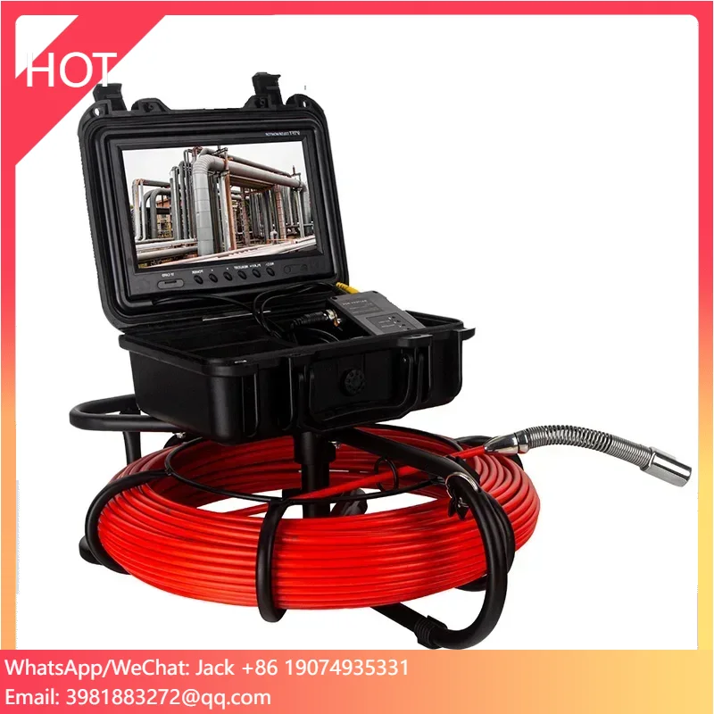 Water Leak Detector Industrial Flexible Borescope Borewell Borehole Drain Push Rod Surveillance Pipe Line Inspection Camera