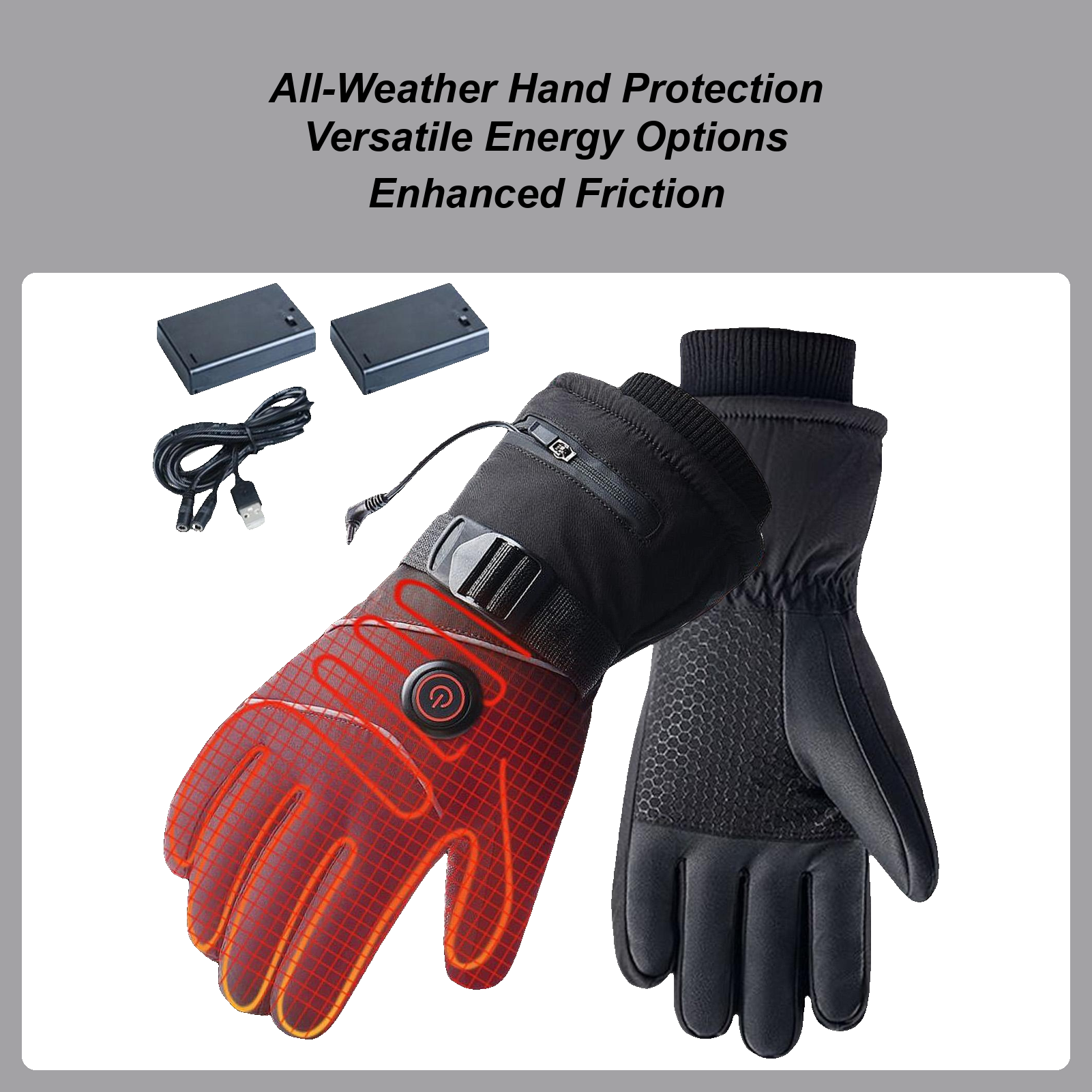 3 Modes Heated Gloves with 2 Battery Box Full Finger Electric Warm Touchscreen For Skiing Cycling Outdoor For Men Women