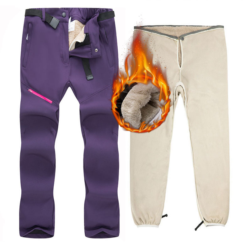 2 In 1 Removable Cashmere Ski Pants Women Autumn Winter Outdoor Fishing Hiking Windproof Waterproof Warming Snow Trousers