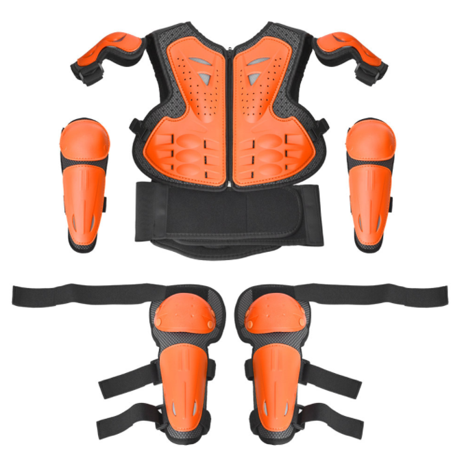 Kids Children Cycling Skiing Riding SkateboardingJacket Spin Protector Body Guard Vest Protection Knee Elbow Guard Set