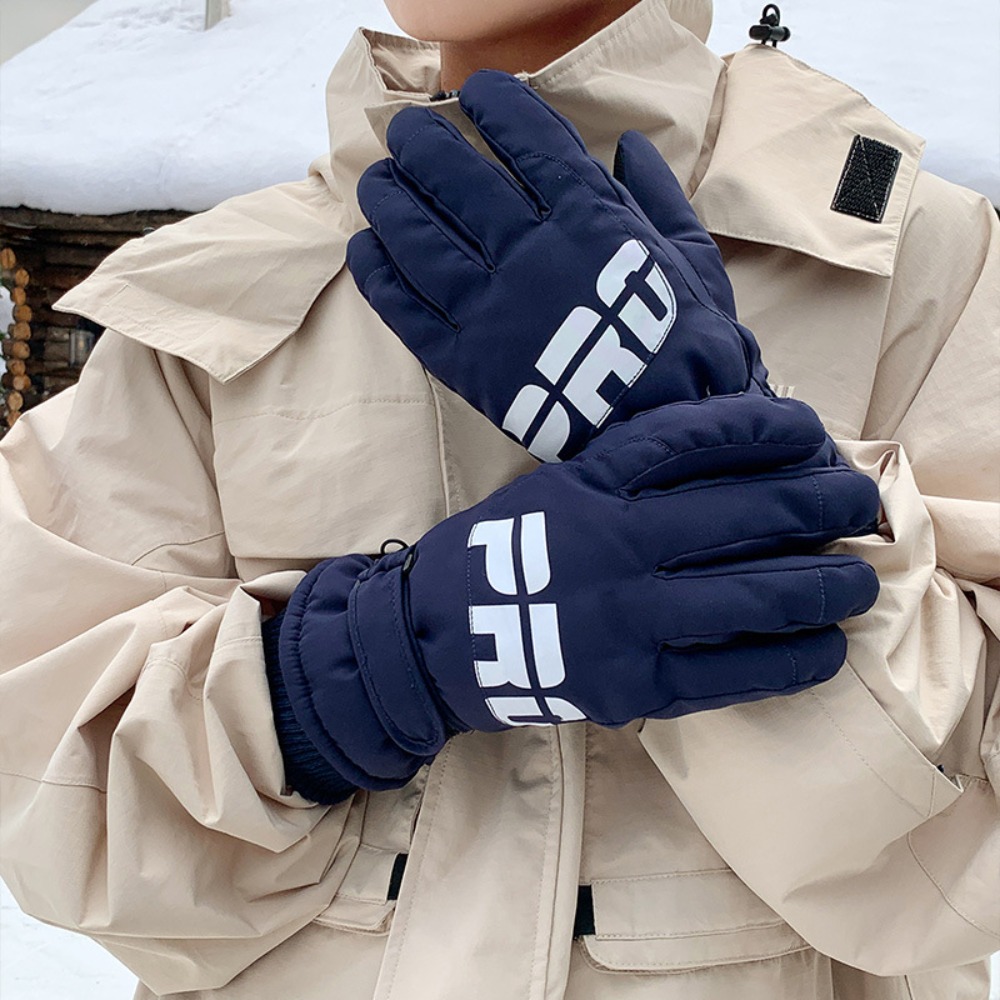 Protective Gears Full Finger Skiing Gloves Thick Plush Snow Gloves Windproof Waterproof Winter Warm Gloves Outdoor Sports