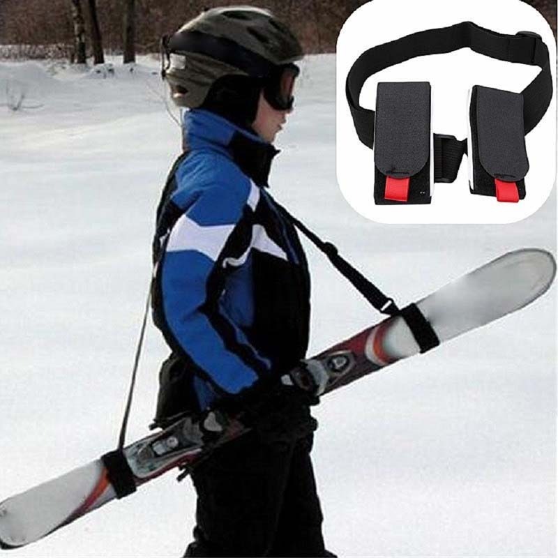 Adjustable Skiing Pole Shoulder Hand Carrier Lash Handle Straps Nylon Skiing Bags Porter Hook Loop Protecting For Ski Snowboard