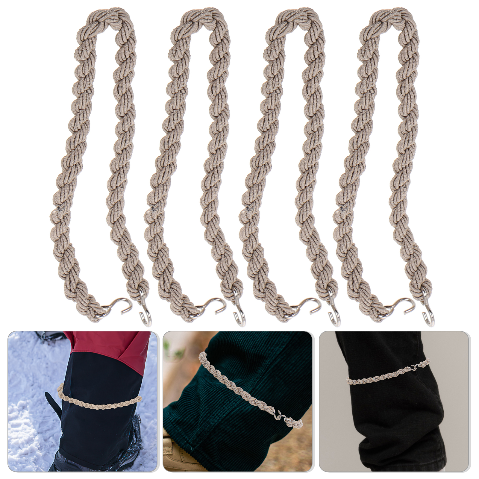 4 Pcs Outdoor Leggings Blousing Straps Boot Blousers Garters Bands Snake Metal Hook